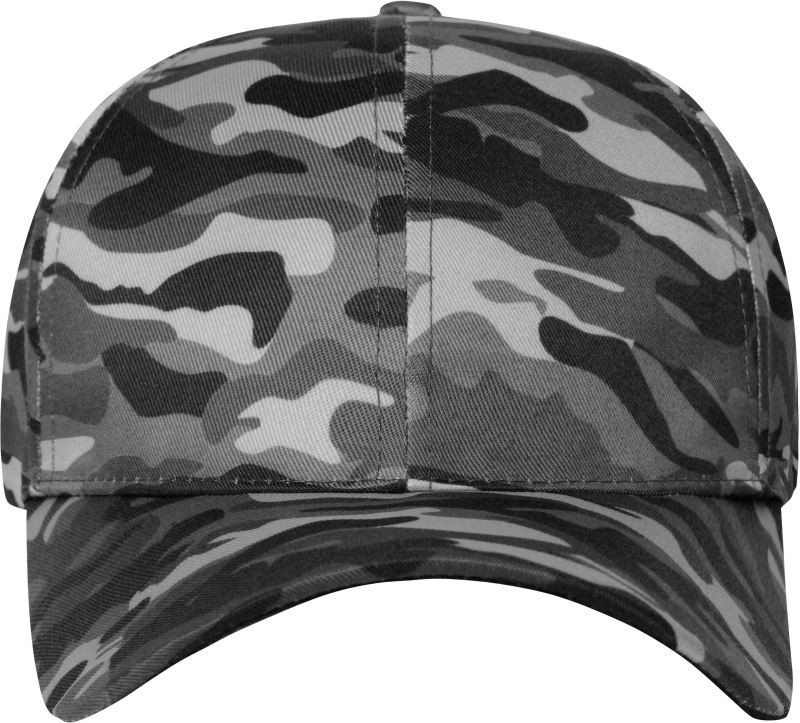 MB6227-grey-black 6 Panel Camouflage Cap MB6227