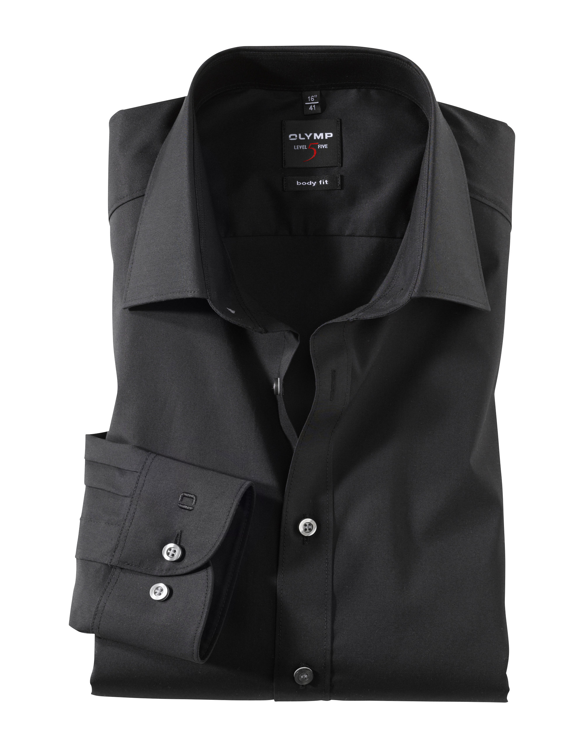 60906468-schwarz Olymp Level Five Body Fit Langarm Hemd 6090.64