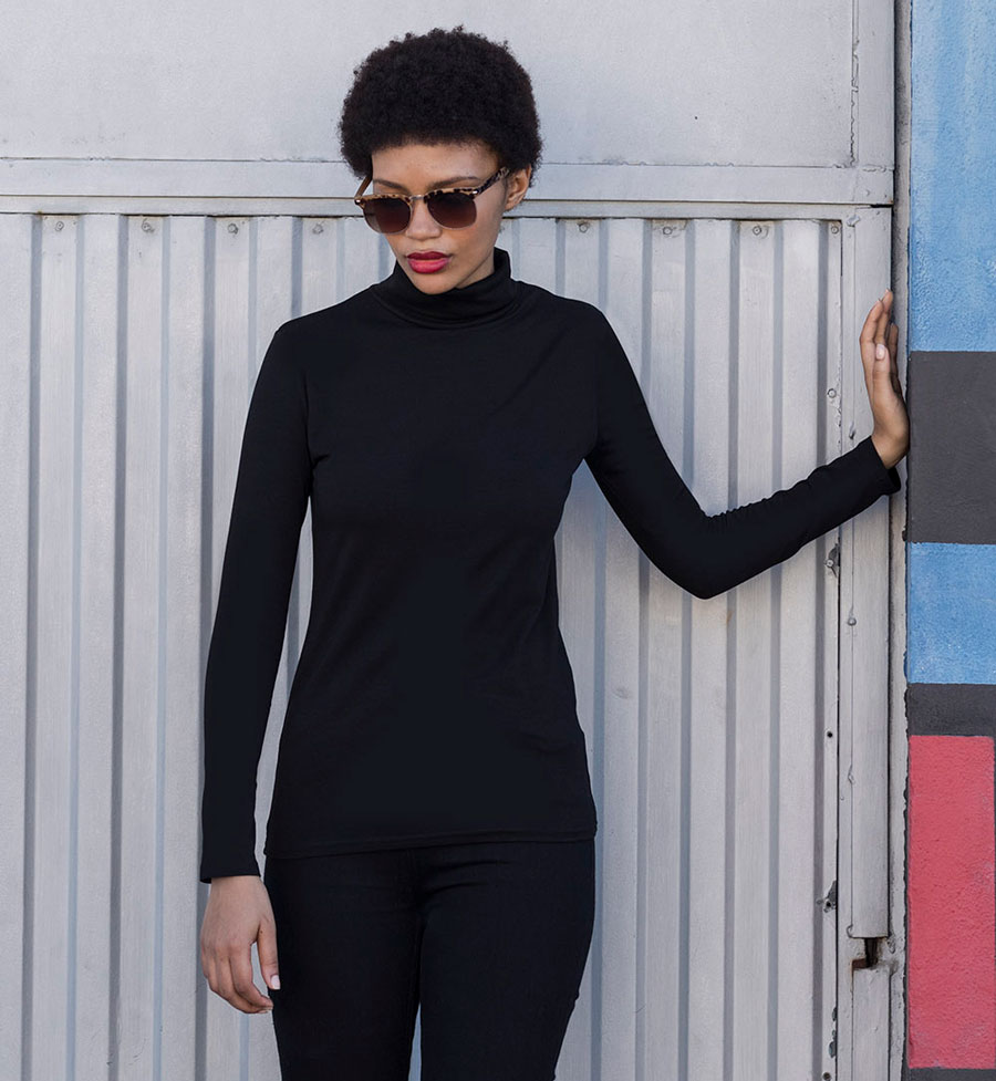 SK125_BLACK_20_01 Women´s Feel Good Roll Neck Top Skinnifit SF125