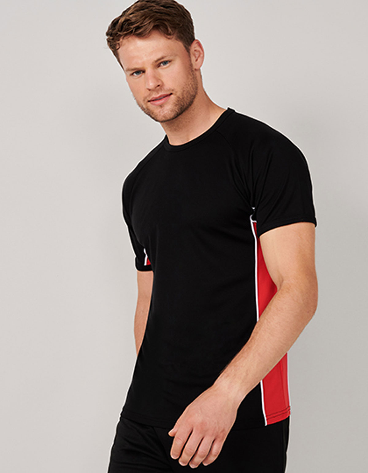 FH240-black-red Performance Panel T-Shirt Finden+Hales FH240