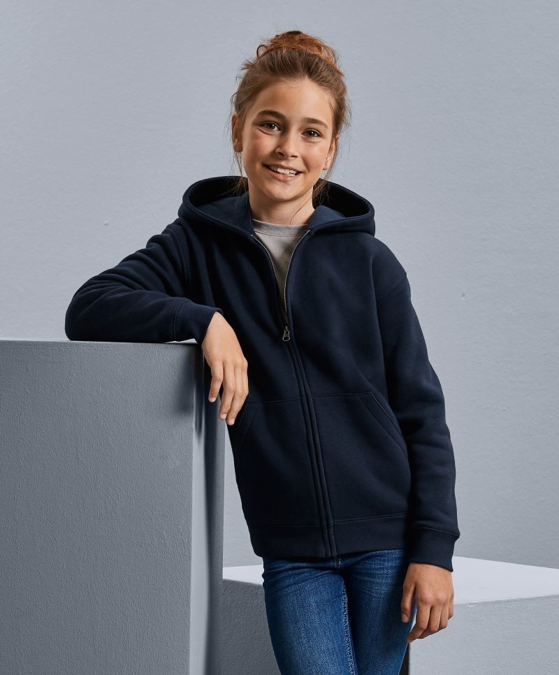 R266B-foto Kids Authentic Zipped Hooded Sweat Russell 266B
