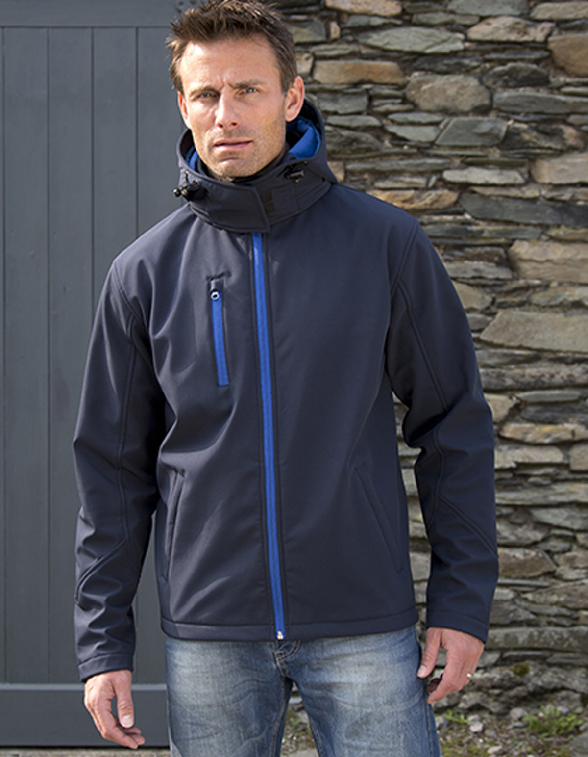 R230M_Model1 Men`s TX Performance Hooded Softshell Result 230M