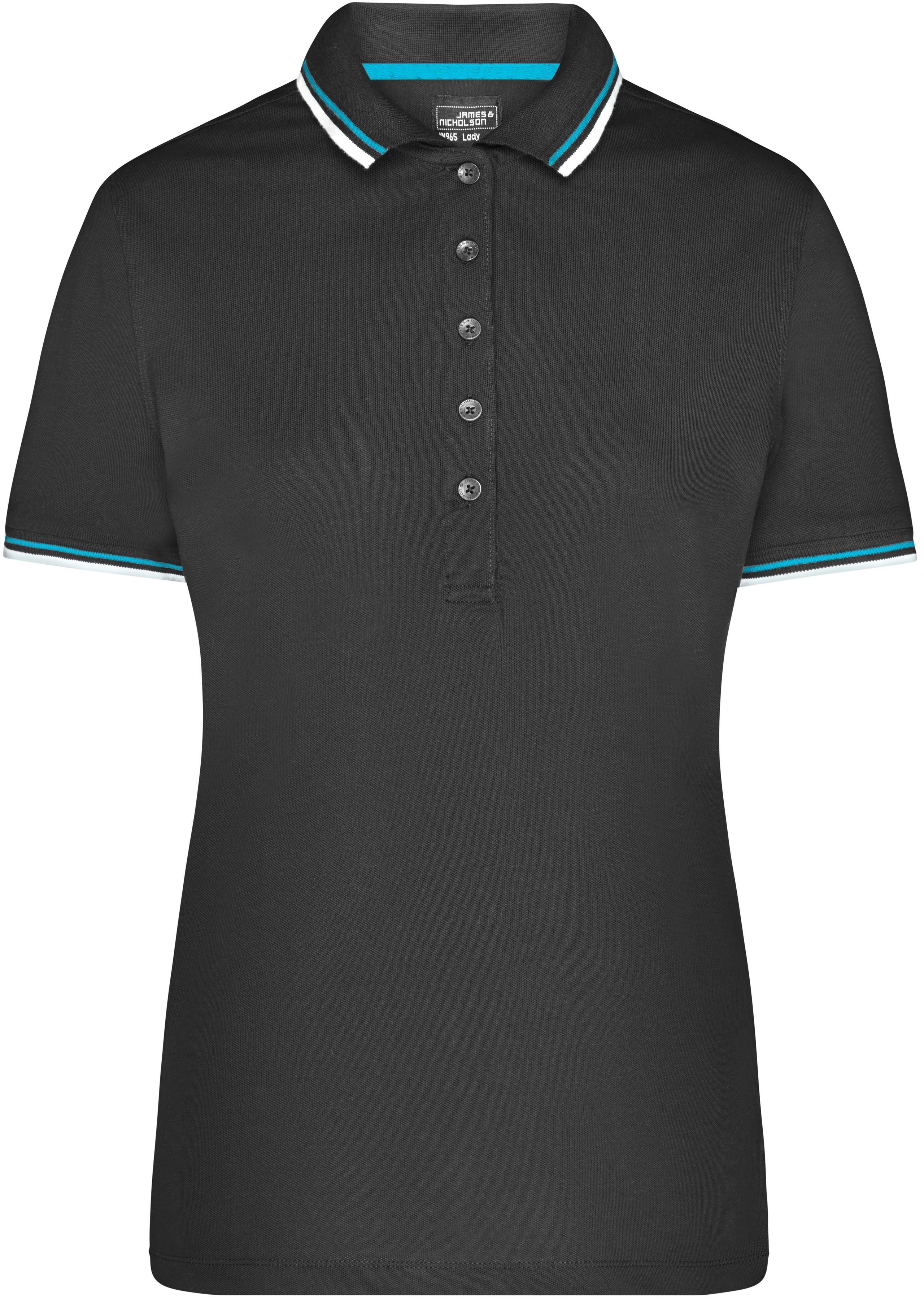 Ladies' Coldblack® Polo James&Nicholson JN965 black/turqoise M Ladies' Coldblack® Polo James&Nicholson JN965 black/turqoise M