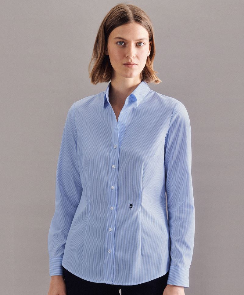 SST0619-foto Women´s Blouse Slim Fit Check/Stripes Long Sleeve Seidensticker 080619