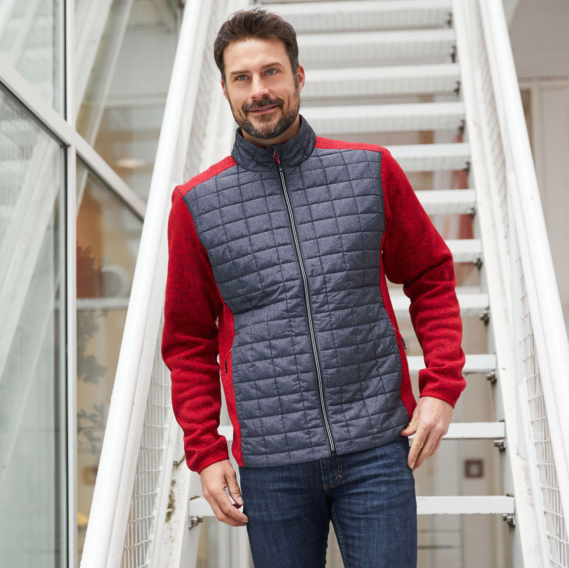 art-jn742-veste-hybride-tricote-homme-rouge-homme-10460_detail_81209 Men's Knitted Hybrid Jacket James&Nicholson JN742