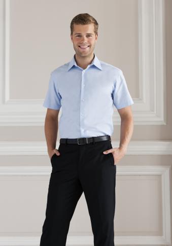 923MODOxfordBlueModelLR Russell Chemise Oxford manches courtes, facile d'entretien