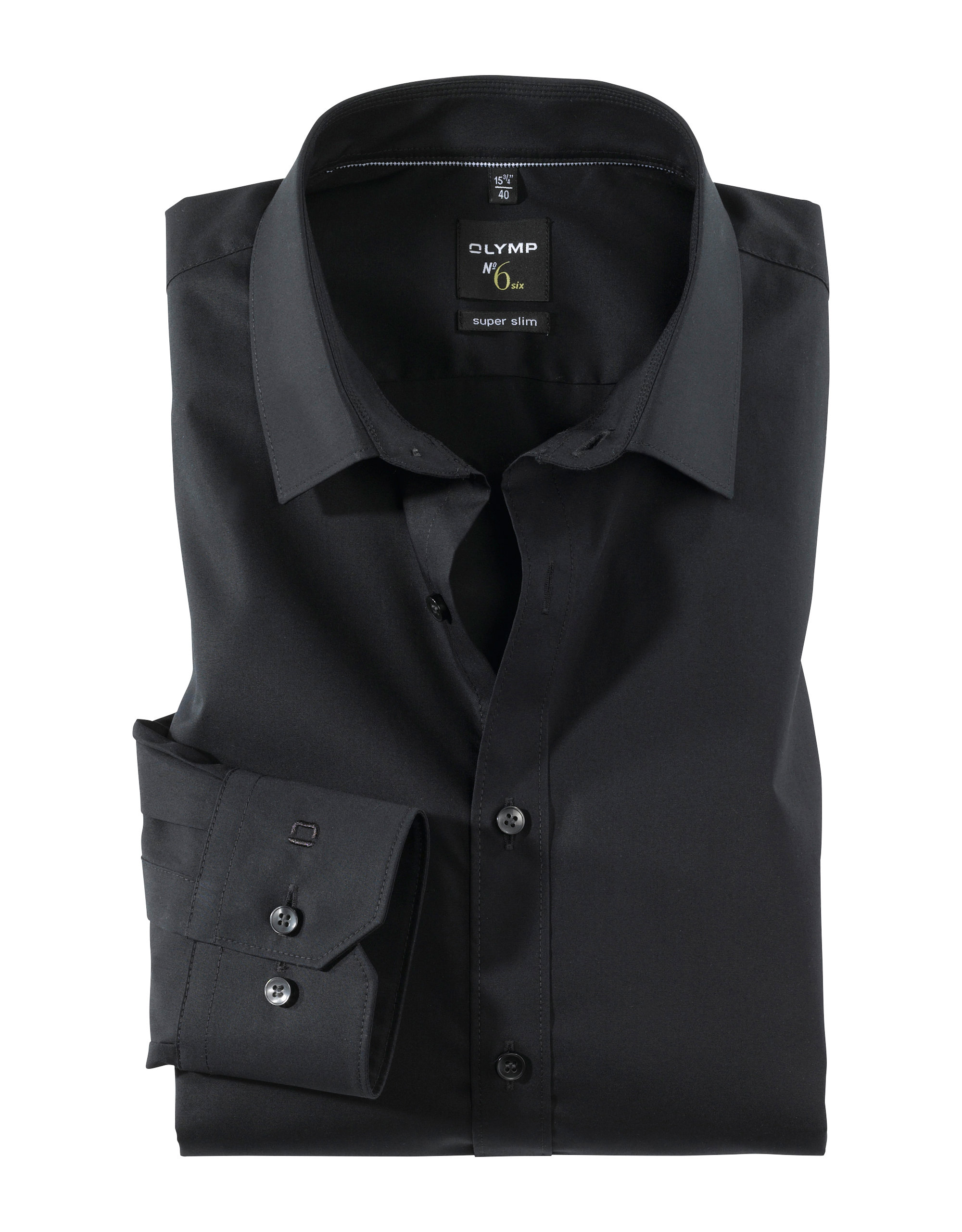 04666468-schwarz Olymp No. Six Comfort Stretch Langarm Hemd 0466.64