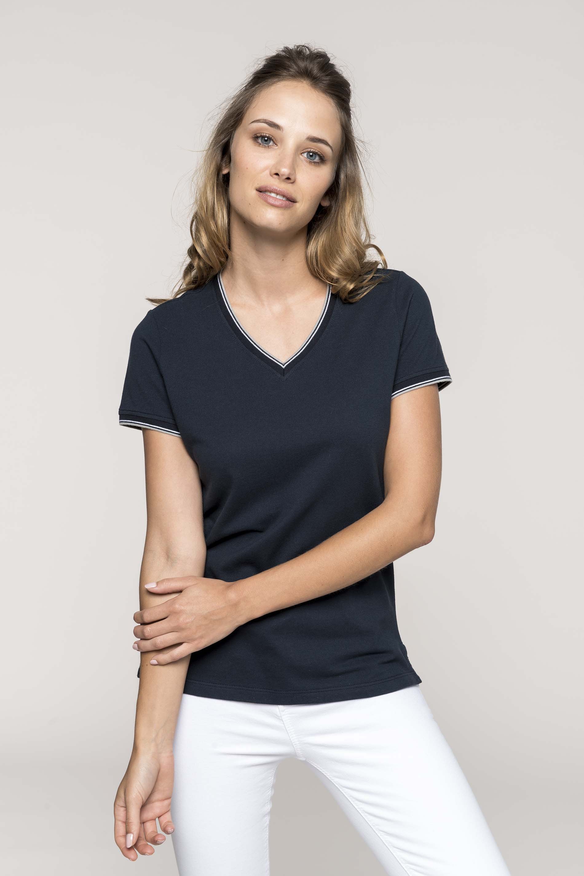 K394_foto Ladies' Piqué V-Neck T-Shirt Kariban 394
