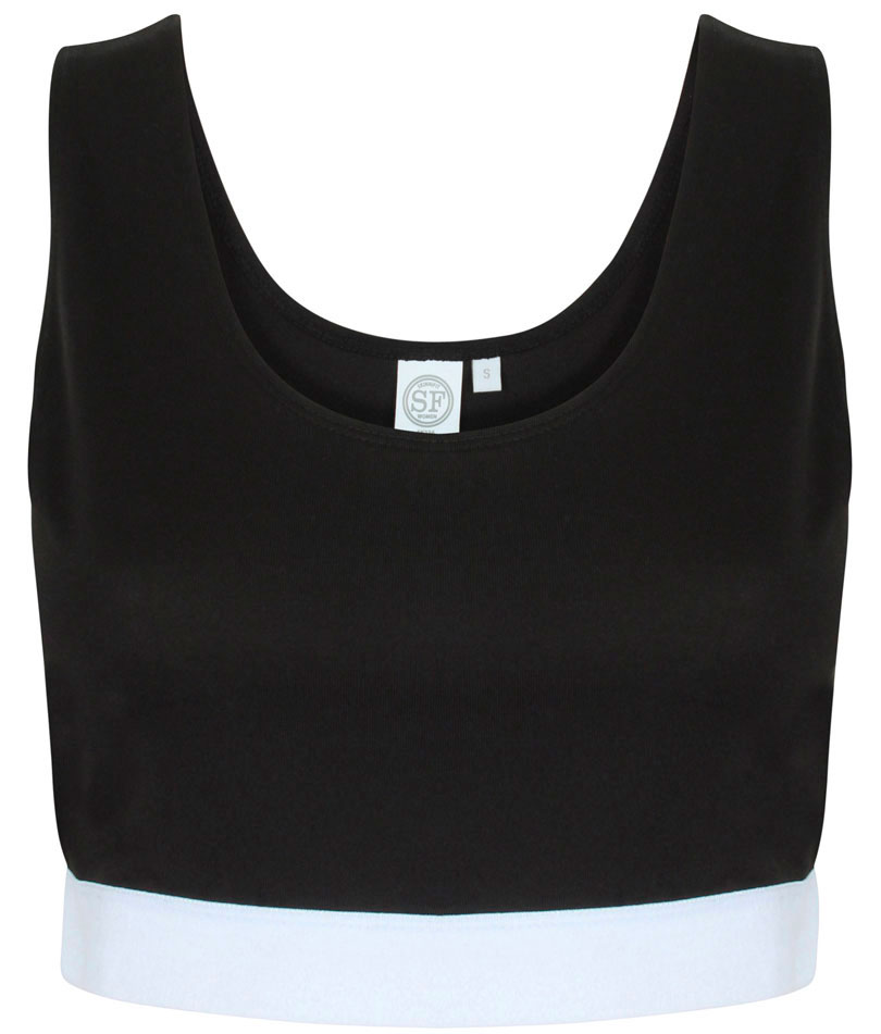 SK236_BLACKWHITE_TORSO_FRONT Women´s Fashion Crop Top Skinnifit SK236