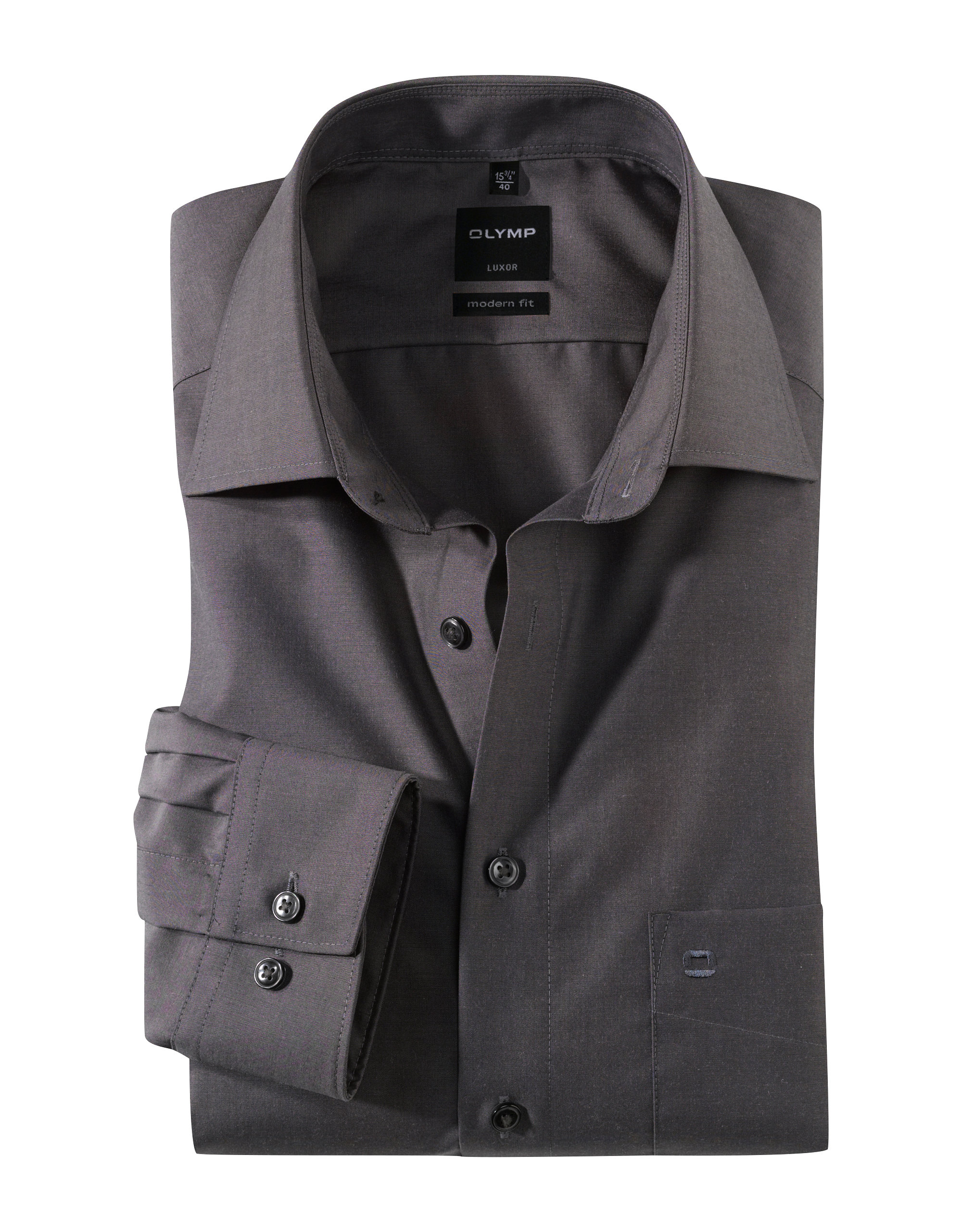 03046467-anthrazit Olymp Luxor Modern Fit Langam Hemd Chambray 0304.64