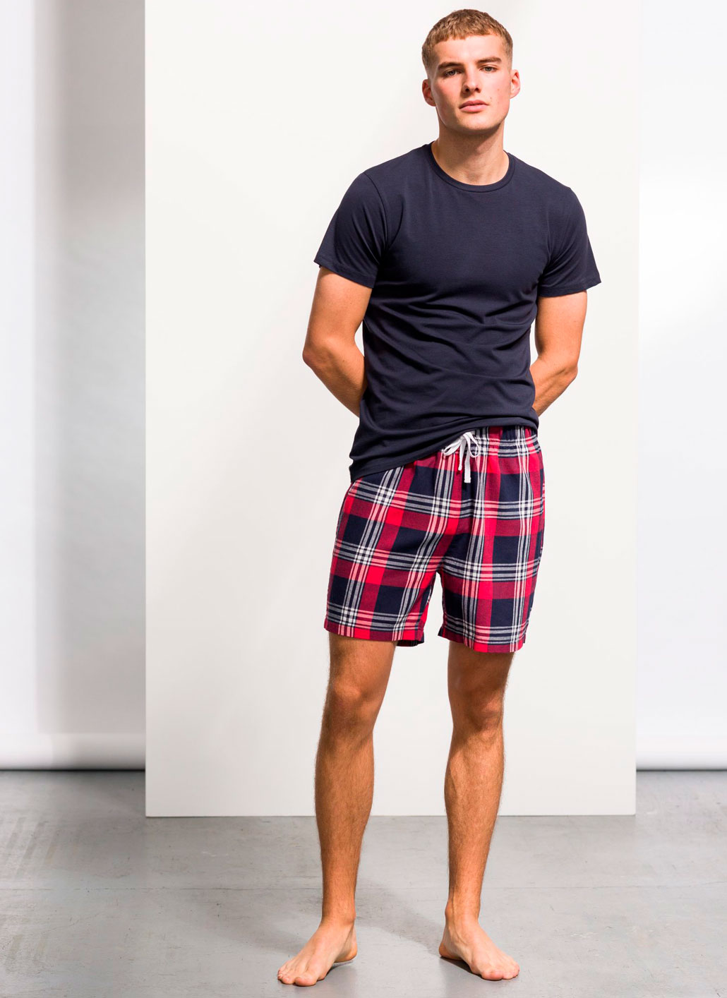 SF082_REDNAVYCHECK_SF121_NAVY_21_03-scaled Men´s Tartan Lounge Shorts Skinnifit SF082
