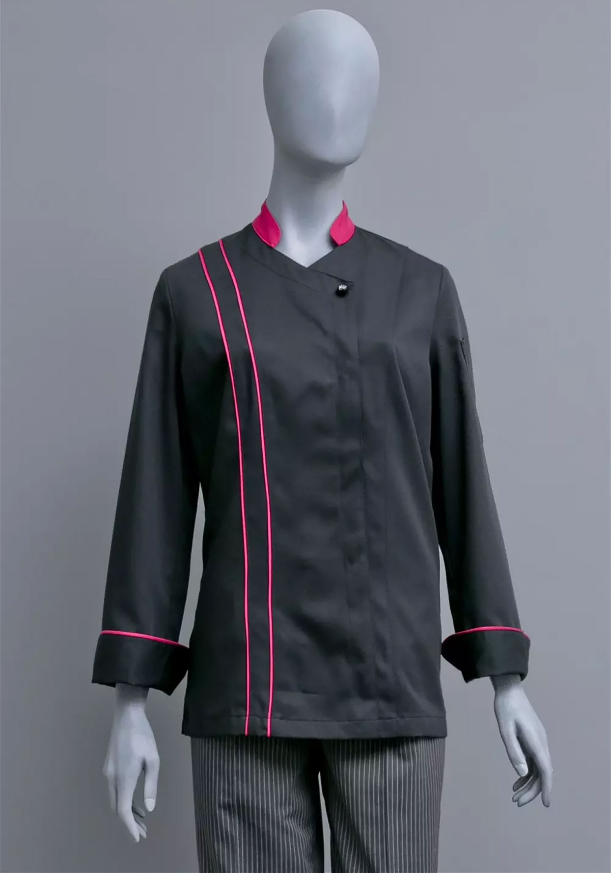 dame-schwarz-ros Kochjacke Damen Langarm 103438