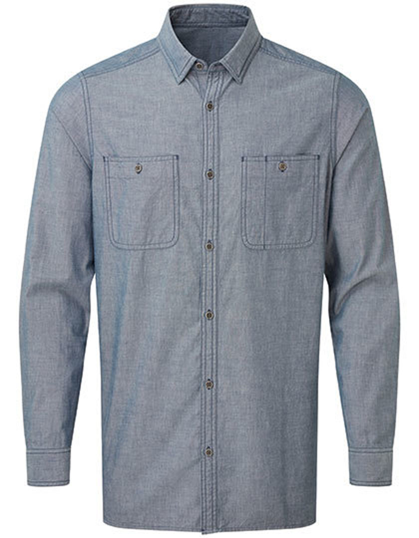 2044897 Men`s Organic Chambray Fairtrade Long Sleeve Shirt Premier PW247