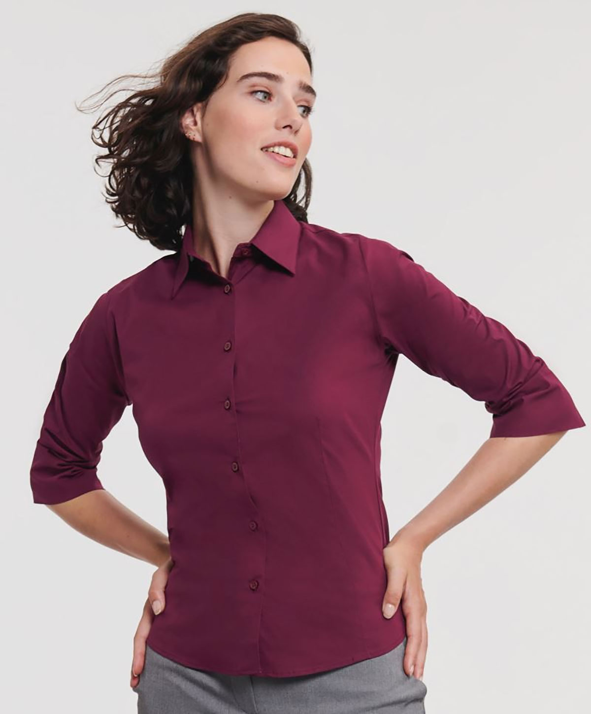 Russell 946F Blouse stretch manches 3/4 facile d'entretien