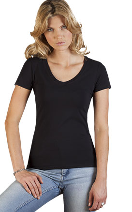 Promodoro Women's Slim Fit V-Neck-T 3086 black