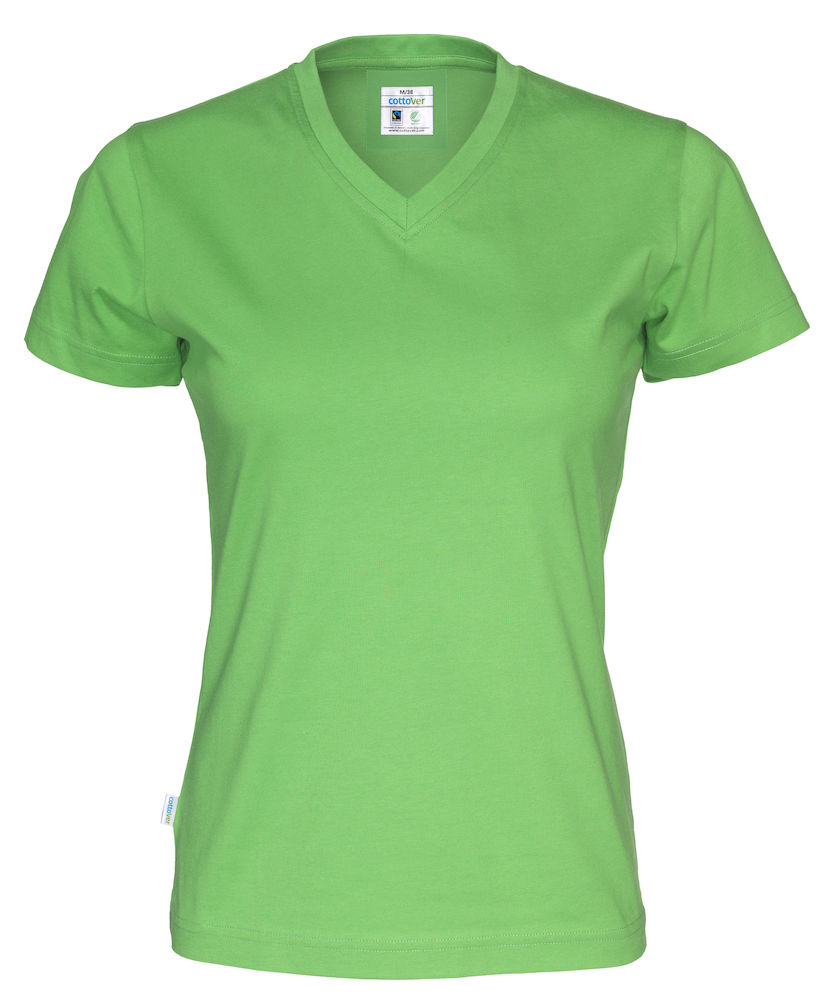 141021-645-green Cottover 141021 T-Shirt V-Neck Lady 100% Organic Baumwolle