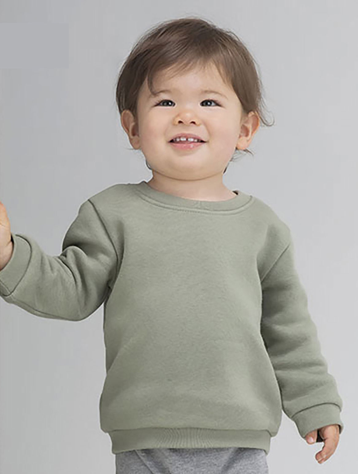 BZ64-baby-essential-sweatshirt-soft-olive Baby Essential Sweatshirt Babybugz BZ64