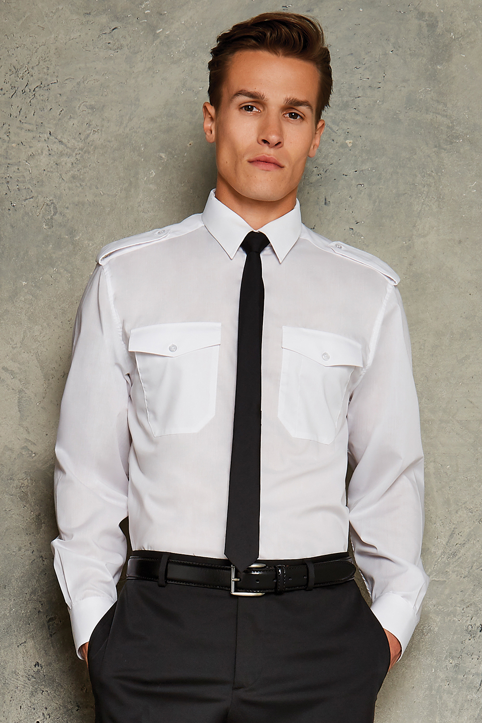 KK134-6 Men`s Tailored Fit Pilot Shirt Long Sleeve Kustom Kit K134