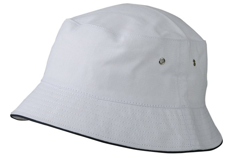 MB012-white-navy Fisherman Piping Hat Myrtle Beach MB012