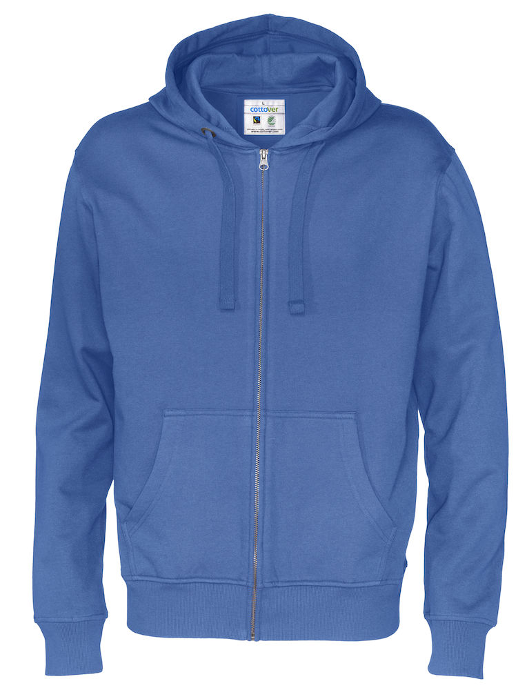 141010-767-royal Cottover 141010 Full Zip Hood Man 100% Organic Baumwolle