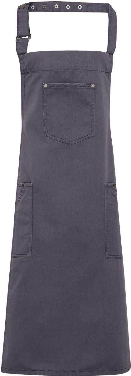 PR132-steel Cotton Chino Bib Apron Premier PR132