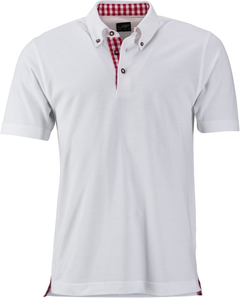 JN716_white-redwhite Men's Traditional Polo JN716