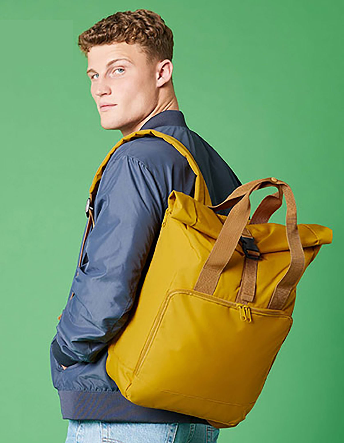 BG118L-det Recycled Twin Handle Roll-Top Laptop Backpack BagBase BG118L