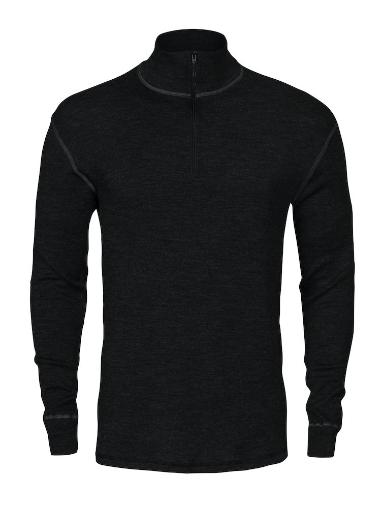 3107-99-schwarz ProJob 3107 Underwearshirt mit RV kurz aus Merinowolle