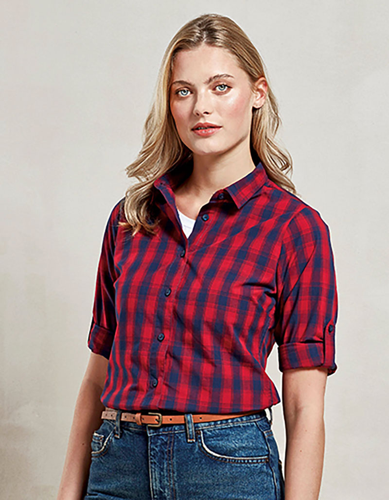 Women´s Mulligan Check Cotton Long Sleeve Shirt PREMIER 350 Women´s Mulligan Check Cotton Long Sleeve Shirt PREMIER 350