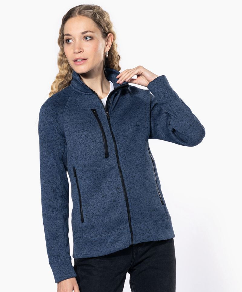 Damen Melange Strickfleece Jacke Kariban K9107