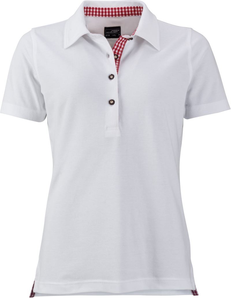 JN715_white_redwhite Ladies' Traditional Polo JN715