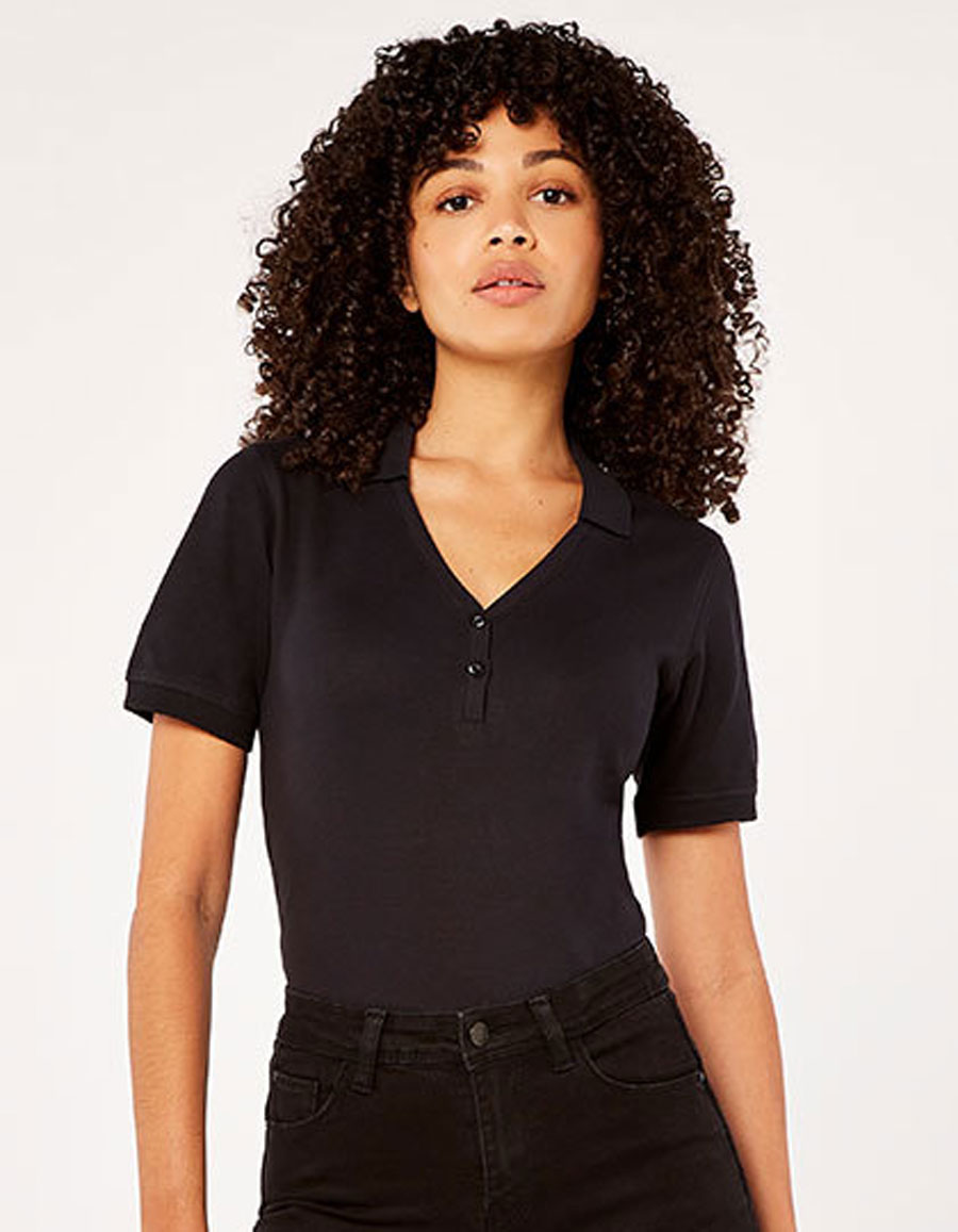 Regular Fit Sophia Comfortec® V Neck Polo Shirt Kustom Kit KK732 Regular Fit Sophia Comfortec® V Neck Polo Shirt Kustom Kit KK732