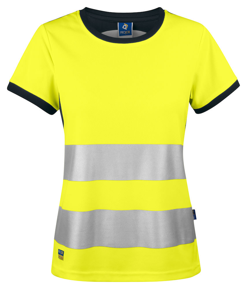 6012-schwarz-gelb ProJob 6012 Damen T-Shirt EN ISO 20471 Kl. 2