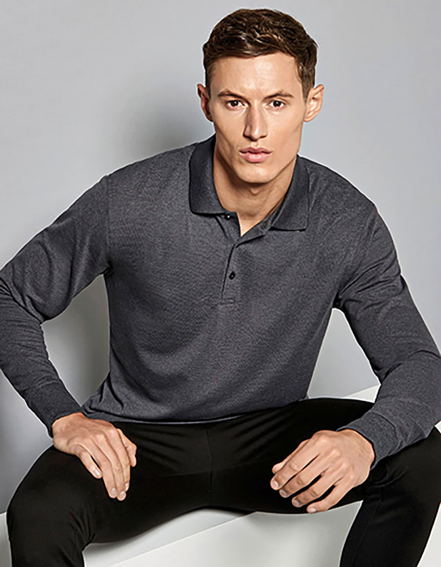 Men`s Classic Fit Piqué Polo Shirt Long Sleeve Kustom Kit K430 Men`s Classic Fit Piqué Polo Shirt Long Sleeve Kustom Kit K430