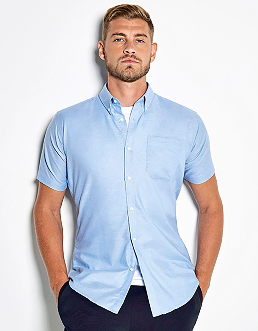 Slim Fit Workwear Oxford Shirt Short Sleeve Kustom Kit K183 Slim Fit Workwear Oxford Shirt Short Sleeve Kustom Kit K183