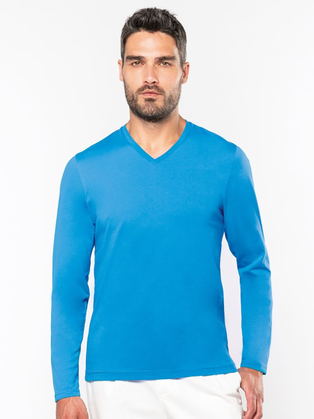 K358-Model1 Kariban K358 Herren V-T-Shirt langarm