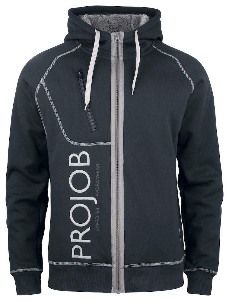 2131-black ProJob 2131 Dickere Kapuzensweatjacke mit Logo
