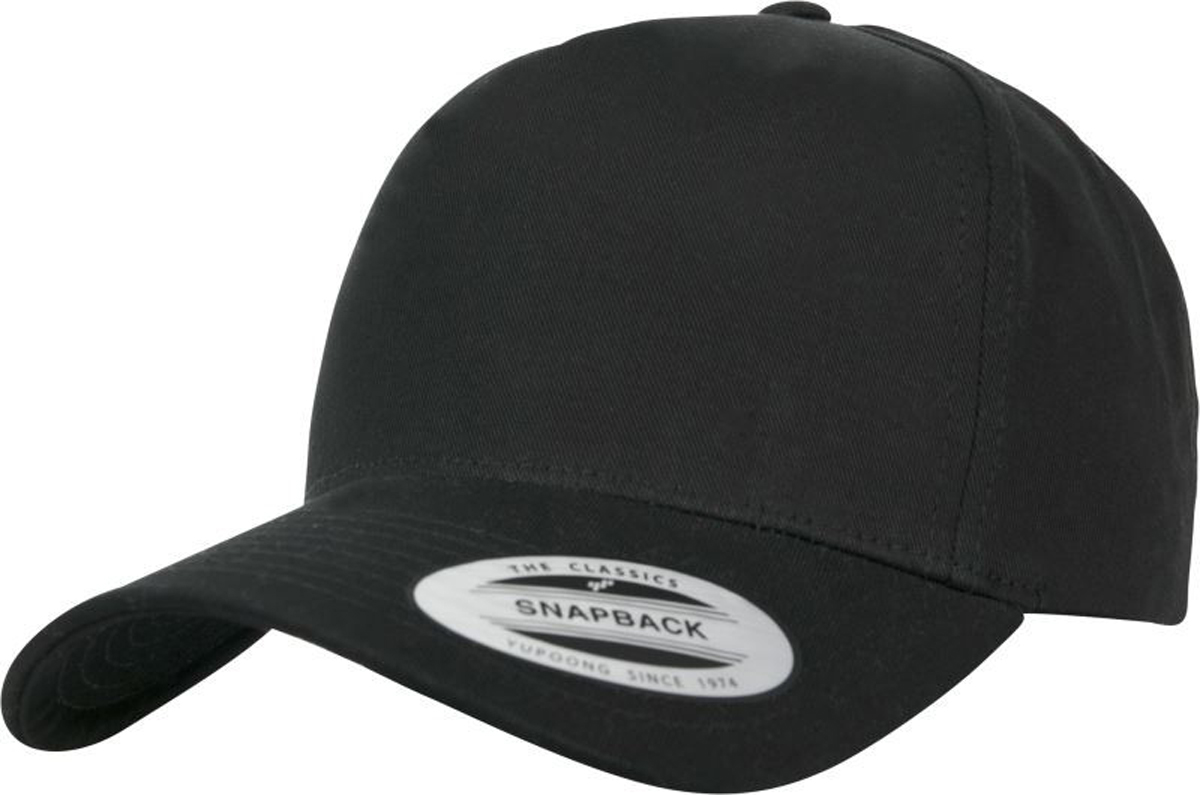 7705-black Flexfit 5 Panel Snapback Cap 7707